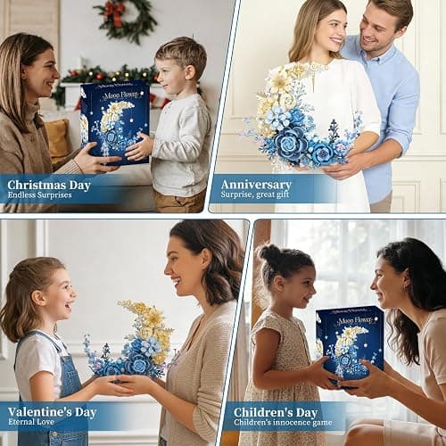 Blue Moon Flower Building Set - Botanical Collection, Crescent-Shaped Ornaments for Home Décor Wall Art,Compatible with Lego Flowers for Valentine’s, Mother’s Day,Birthday Gift 8-16+(938pcs) thumbnail 7