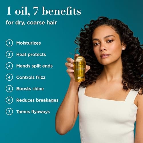 OGX Renewing + Argan Oil of Morocco Hair Oil, Extra Strength Penetrating Serum Treatment for Dry, Damaged, Frizzy, Curly & Coarse Hair, Cold-Pressed Argan Oil, Shine, 3.3 Fl Oz thumbnail 2