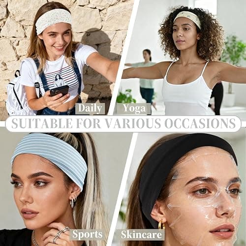 Yiwafu Yoga Headbands for Women, Non Slip Elastic Sweat Hairbands, Solid Color Head Accessories Headscarves Hair Hoop, Sweat-Absorbing Hairbands for Sports, Fitness, Running thumbnail 6