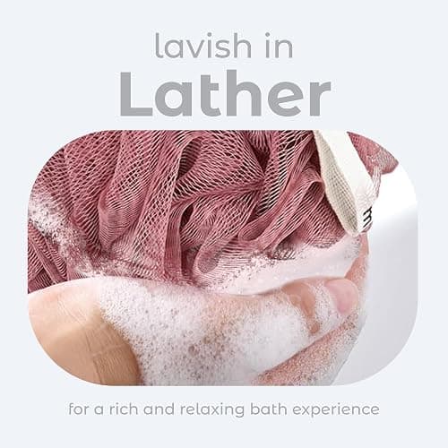 MainBasics Shower Loofah Sponge Pouf, Set of 3, Coral Reef | Soft Mesh Body Scrubber and Bath Sponge for Gentle Exfoliation, Rich Lather, and Everyday Shower Use thumbnail 4