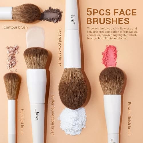 Jessup Makeup Brushes 14Pcs Makeup Brush Set Premium Synthetic Powder Foundation Contour Blush Concealer Eye Shadow Blending Liner Make Up Brush Kit Light Grey T329 thumbnail 2