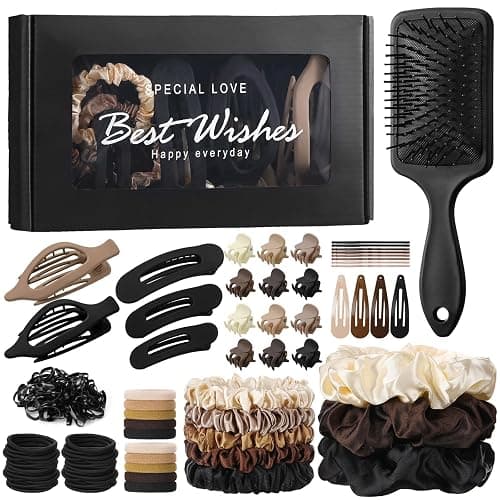 173 Pcs Hair Accessories Kit Include Flat Hair Clips Hair Brush Satin Scrunchies Mini Hair Claw Hairpins Hair Ties for All Types - Image 1