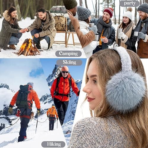 Stcylzfu 2 Pcs Ear Muffs for Winter Women Soft Cute Earmuffs Fluffy Outdoor Ear Warmers for Women Girls thumbnail 6