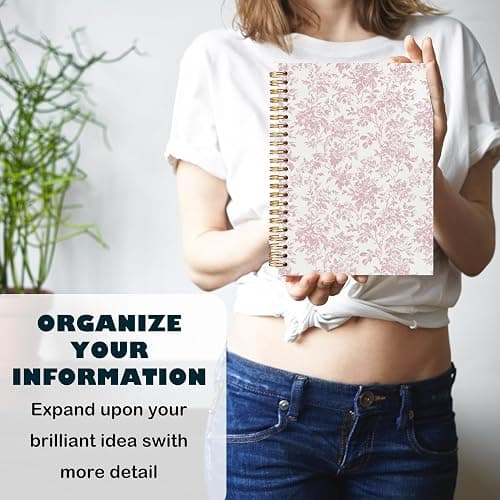 BearCake Pink Floral Chinoiserie Grandmillennial Notebook Journal,Aesthetic Notebook, Chinoiserie Journal,Notebooks for Work, Hardcover Spiral Notebook 5.5x8.3 thumbnail 6