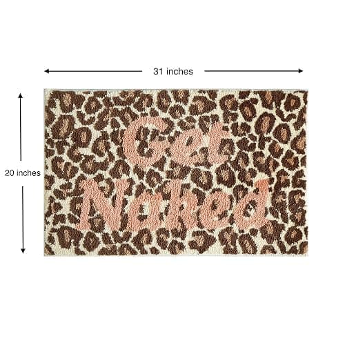 IKATYARN Get Naked Cute Absorbent Bath Mat for Bathroom, Non Slip Soft Leopard Bath Rug, 20” x 31” thumbnail 2
