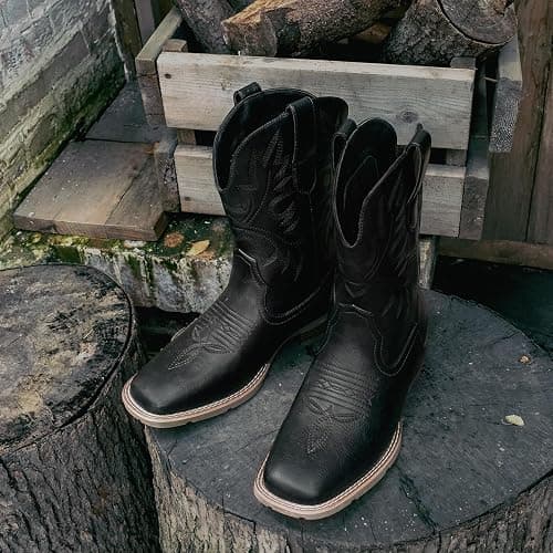 Lumeheel Cowboy Boots for Men - Western Men's Boots with Classic Embroidered, Slip on Square Toe Boots, Slip Resistant Country Boots Chunky Heel Ankle, Durable Short Boots for Spring Fall thumbnail 3