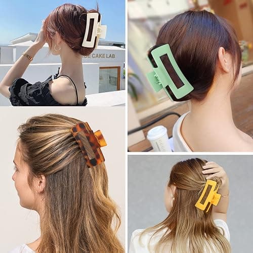 Luraseea 15 Pack Hair Claw Clips Big Hair Clips 4.1 Inch Rectangular Claw Clips for Women and Girls Non-slip Banana Jaw Clips thumbnail 5