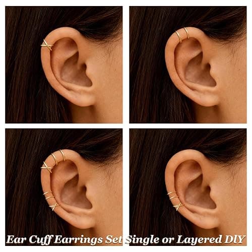 Ear Cuffs Non Piercing Ear Cuff Earrings for Women Trendy Clip on Cartilage Earring Stacks Non Pierced Fake Earrings Jewelry Birthday Christmas Gifts Stocking Stuffers thumbnail 3