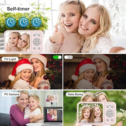 QUOLODOO Digital Camera, 4K 64MP Dual Screens Camera, 18X Zoom, Point and Shoot Digital Camera with 64GB TF Card & 2 Batteries, Portable Rechargeable Small Camera for Kids Teens Adult (Pink) thumbnail 6