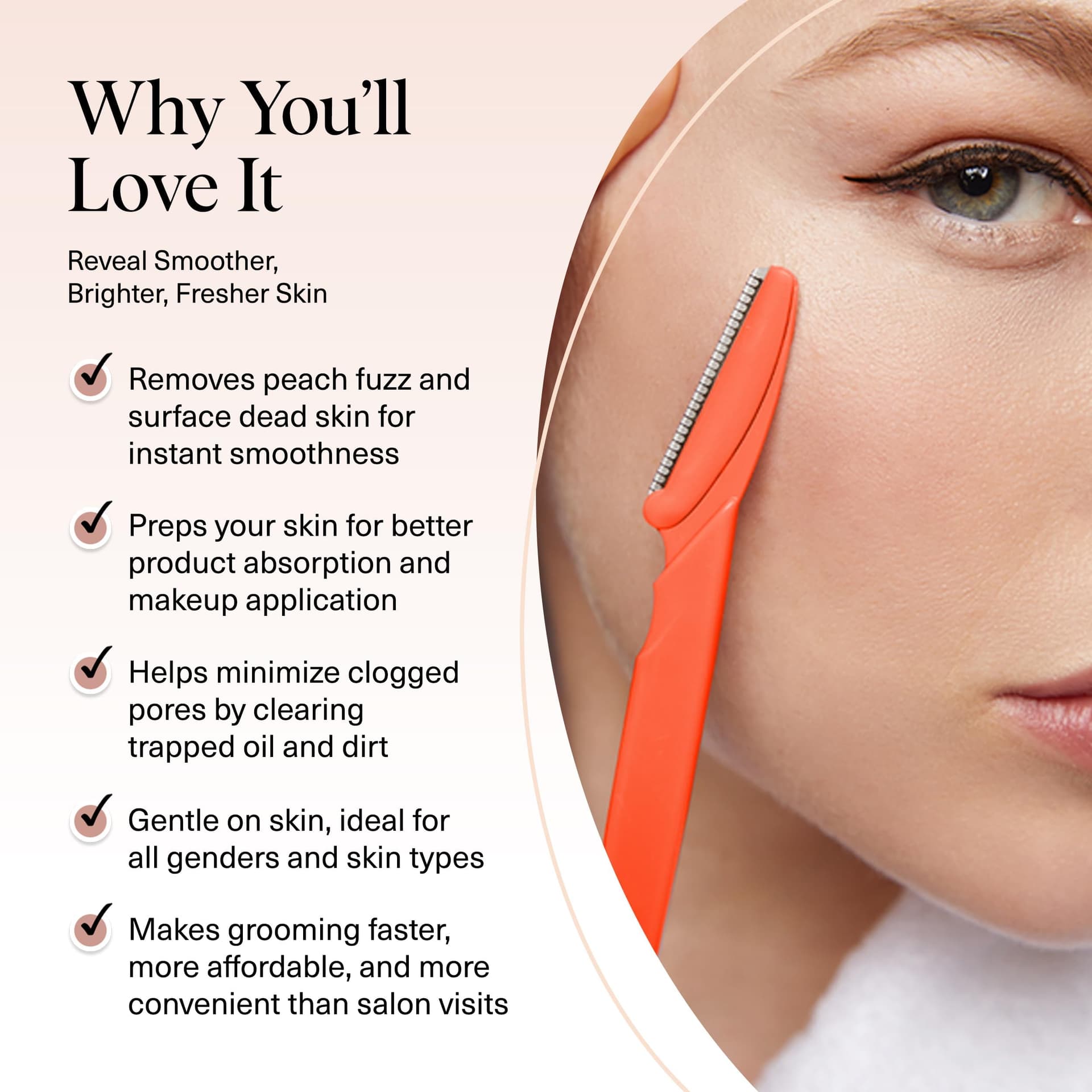 Kitsch Dermaplane Razor for Women Face – Face Razors for Women & Men, Eye Brow Razors & Face Shaver – Exfoliating Facial Razor & Dermaplaner as Skin Care Tool for Smoother Skin - Coral, 12 pcs thumbnail 3