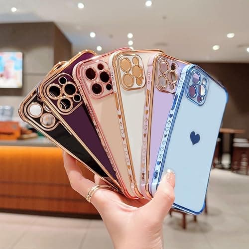 Rxuiael Luxury Women Case for iPhone 12 Pro Max 6.7in | Soft Phone Case | Upgraded Shockproof Corners | Love Heart Protective Phone Cover for iPhone 12 Pro Max (Blue) thumbnail 6