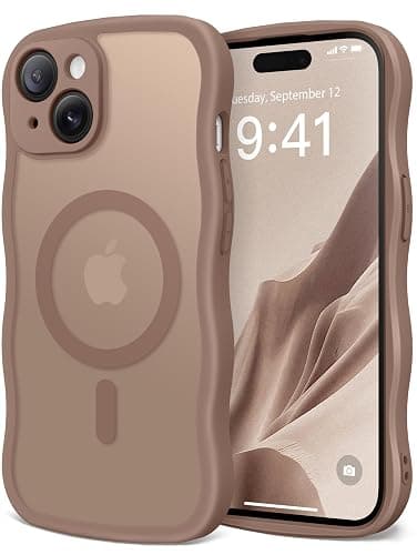 CAPRARO Cute for iPhone 15 Plus Case, Compatible with MagSafe, [Curly Wave Edge] [Full Camera Protection] [14 FT Drop Protection] Magnetic Phone Case for 15 Plus 6.7 Inch, Brown - Image 1