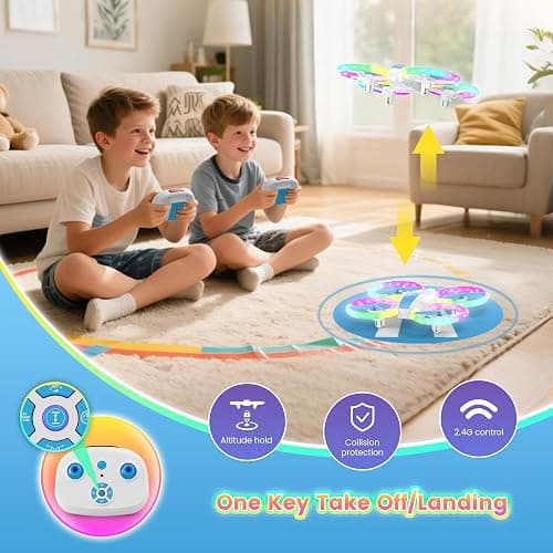 Mini Drone for Kids and Beginners with Fancy LED & Altitude Hold,Birthday Gift for Boys Girls,RC Drone with Propeller Protection,360°Flips,3 Speed Mode,Indoor Outdoor Mini Quadcopter Toy thumbnail 6