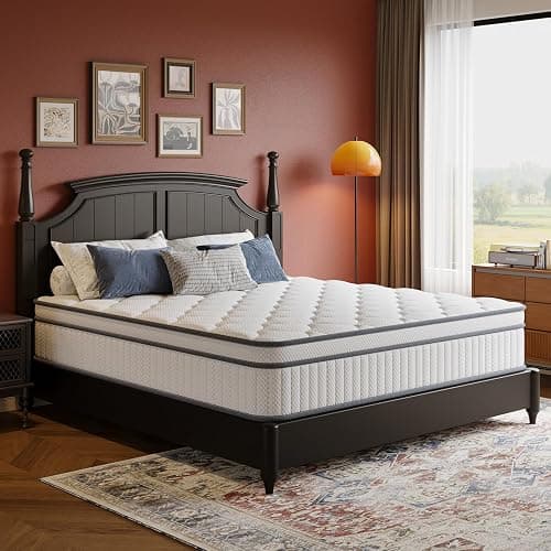 Gsleepee King Size Mattress, 12 Inch King Mattress in a Box, Innerspring Hybrid with Cooling Gel Memory Foam and Individually Wrapped Coils for Pressure Relief & Superior Support, Medium Firm - Image 1