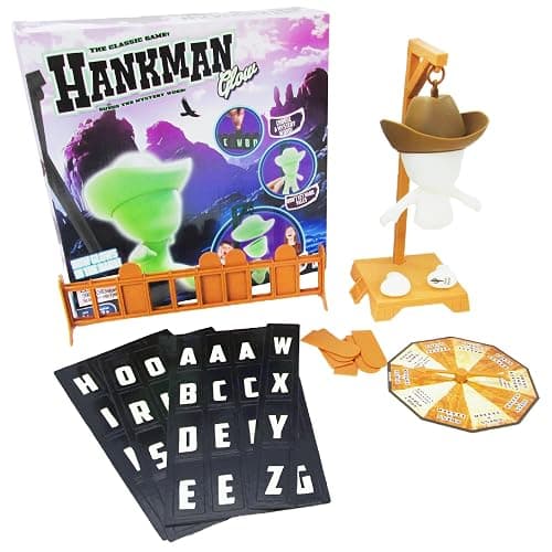Fotorama Hankman Glow, Magnetic Hangman Mystery Word Guessing Game for Kids & Families, Glow in The Dark Travel Game, Guess Who Before Hank Falls - Image 1