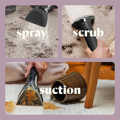Bissell Little Green Mini Portable Carpet and Upholstery Deep Cleaner, Car/Auto Detailer, with HydroRinse Self-Cleaning Tool and 4" Tough Stain Tool, Limited Edition Color Dusk Pink, 4075L thumbnail 4