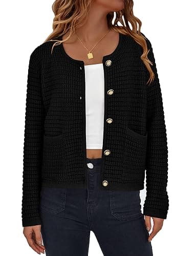 PRETTYGARDEN Women Knit Cardigan Sweaters Fall Fashion Long Sleeve Open Front Button Down Trendy Casual Jacket Winter Clothes - Image 1