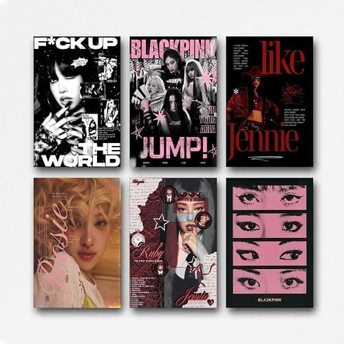 XKDOGKE A Set Of 6 Blackpink Poster Kpop Music Band Korean Girl Collage Für Zimmer, Ästhetische Leinwand-Wandkunst, Schlafzimmer-Dekor Posters 08x12inch(20x30cm) - Image 1