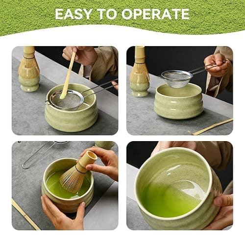 Matcha Whisk Set, 7 Pcs Premium Matcha Kit for Ceremony - Ceramic Matcha Bowl and Whisk Holder, Bamboo Whisk, Sifter, Scoop, Spoon, Rest, for Making Breakfast/Matcha Latte, Gift for Matcha Lover thumbnail 5