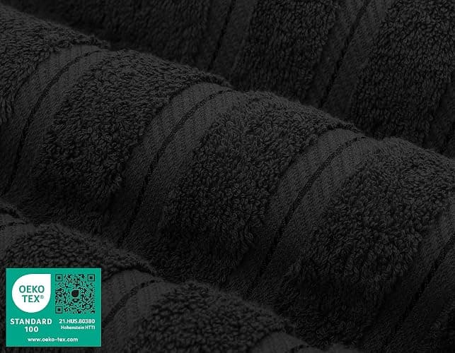 American Soft Linen Luxury Hand Towels for Bathroom, 600 GSM Heawy Weight 16x28 Size 100% Cotton Turkish 4 Piece Hand Face Towel Set, Black Hand Towels thumbnail 4