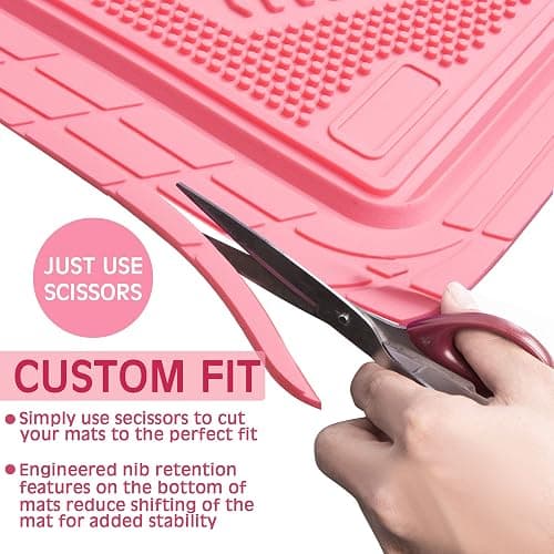 CAR PASS Heavy Duty Rubber Floor Mats Pink Car Mats Full Set with Trunk Cargo Liner - Universal Waterproof Floor Mats for Car SUV Truck, Durable All Weather Liner Mats Automotive Women (All Pink) thumbnail 4