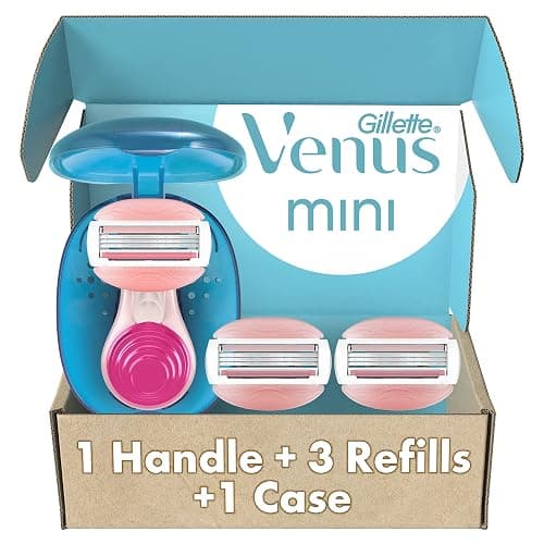 Gillette Venus Mini On The Go Women's Razor Handle with 3 ComfortGlide White Tea Scent Blade Refills + 1 Travel Case - Image 1
