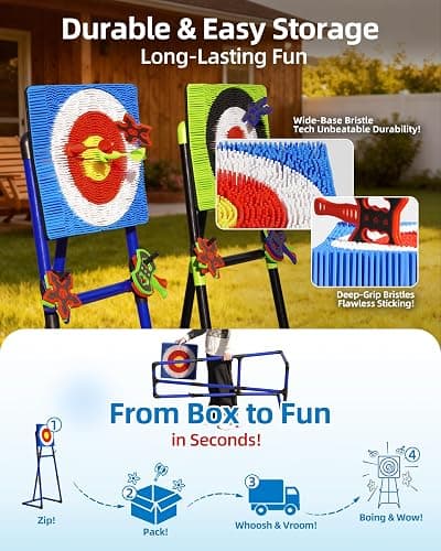 Axe Throwing Game for Backyard with Bristle Target & 12 Throwing Axes Set, Indoor & Outdoor Games for Adults, Kids & Family, Yard Games Toys, Axe Throwing Target,Dart Board,Carnival Games(Blue) thumbnail 8