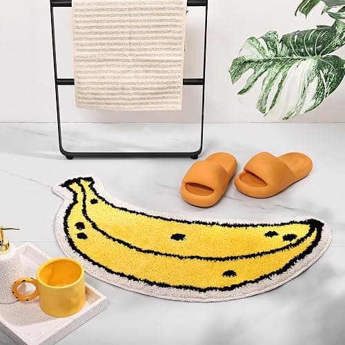 FROZZUR Banana Bath Mat, Bath Mats for Bathroom Cute Yellow Fruit Shaped Bathtub Rug Christmas Bathroom Tub Plush Shower Rugs Washable Non Slip thumbnail 6