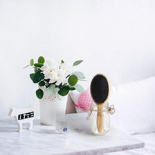 BESTOOL Hair Brush-Boar Bristle Hair Brushes Natural Bamboo Wooden Cushion Massage Anti Static Large Paddle Hairbrush for Women Men and Kid (Round) thumbnail 7
