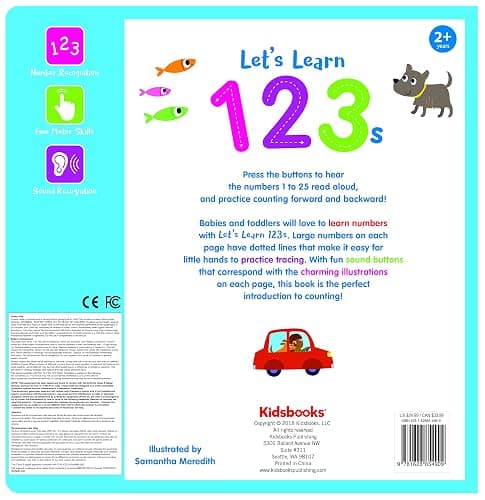 Let's Learn 123s - Interactive Counting Sound Book for Toddlers | 27 Fun Buttons, Tracing & Number Recognition | Engaging Early Learning Board Book (Listen & Learn) - Board book thumbnail 2