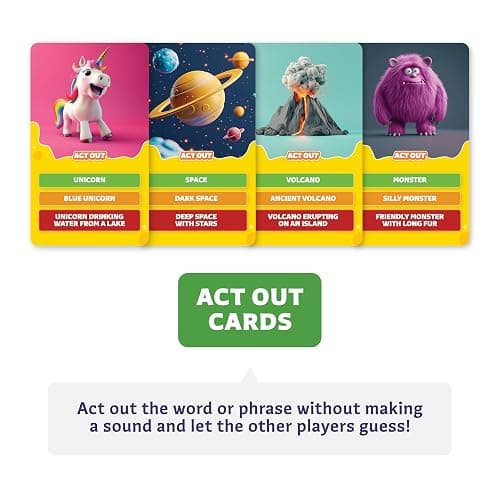 Epic Charades Game for Kids Ages 6+ – 200 Act Out & Explain Cards with Illustrations & Timer – Fun Educational Game for Family, Party, Classroom & Travel thumbnail 5