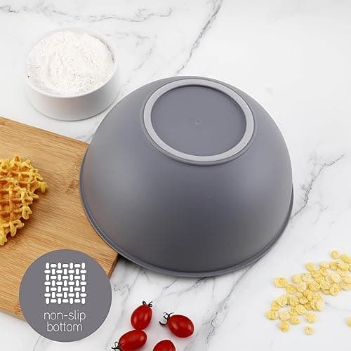 COOK WITH COLOR Plastic Nesting Mixing Bowls Set - 12 Piece includes 6 Prep Bowls and 6 Lids, Microwave Safe (Gray Ombre) thumbnail 10