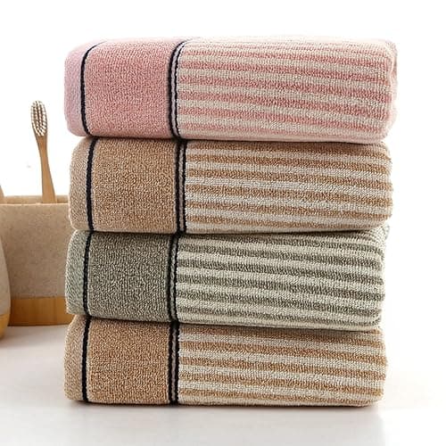 Pidada Hand Towels Set of 4 100% Cotton Striped Pattern Absorbent Soft Decorative Towel for Bathroom (Gray Brown) thumbnail 10