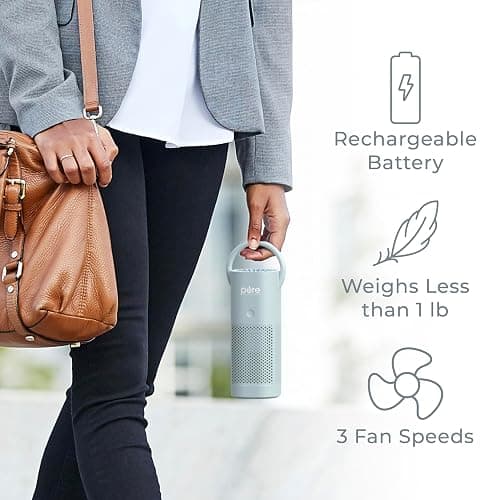 Pure Enrichment® PureZone™ Mini Portable Air Purifier - Cordless True HEPA Filter Cleans Air & Eliminates 99.97% of Dust, Odors, & Allergens Close to You - Cars, School, & Office (Starlight Blue) thumbnail 4