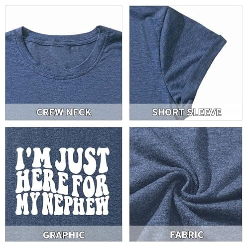 Zoemghc Auntie Shirt Women I’m Just Here for My Nephew Shirts Cool Aunts Club Tee Funny Auntie Print Graphic Aunt Gift Tops thumbnail 7