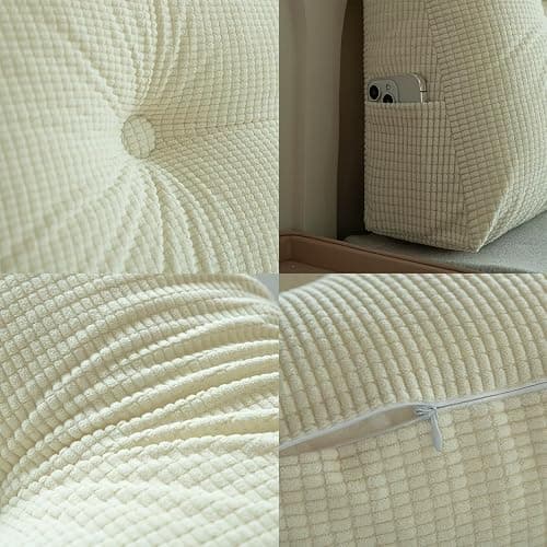 UUluhao Cream White Wedge Pillow Headboard Twin XL for Dorm Bed Headboard Wedge Pillows for Headboard Gap with Non Removable Cover,39 * 4.7 * 15.7in thumbnail 7