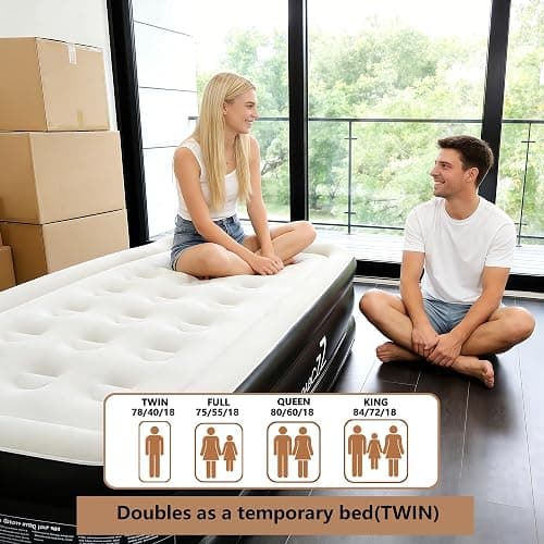PABCZZ air Mattress, 18-inch Thickened Twin air Mattress, Suitable for Home use, Camping and Travel, Features Quick Inflation and deflation to Save You time thumbnail 3