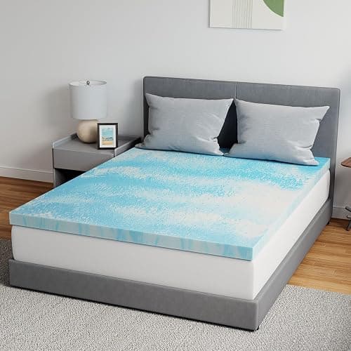 Novilla Memory Foam Mattress Topper Queen - 2 Inch Cooling Gel Infused Memory Foam | Slow-Rebound Pressure Relief | CertiPUR Certified | Comfort for Sleeper Sofa, RV, Camper, Dorm Room - Image 1