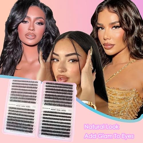 DAODER Lash Clusters Natural, 640pcs Short Wispy Eyelash Clusters 9-13MM, 4 Styles Cluster Eyelash Extensions Book D Curl Soft Lightweight DIY At Home thumbnail 5