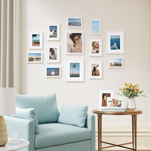 Vittanly 15 Pack Picture Frames Collage Wall Decor for Mounting or Tabletop Display, Gallery Frame Set for Family, Multi Sizes Including 3pcs 8x10, 6pcs 5x7, 6pcs 4x6, White thumbnail 4
