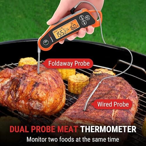 ThermoPro TP710 Instant Read Meat Thermometer Digital for Cooking, 2-in-1 Waterproof Kitchen Food Thermometer with Dual Probes and Dual Temperature Display for Oven, Grilling, Smoker & BBQ thumbnail 2