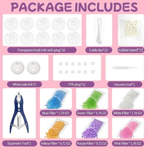 Stress Balls Squishy Making Kit: DIY Squishies Fidget Toys Adults | 12 TPR Skins 6 Fillers Air Pump Expander Tool for Squish Maker for ASMR Sensory Relief thumbnail 5