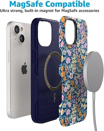Casely iPhone 15 Case | Full Bloom | Navy Floral | Bold Case | Compatible with MagSafe thumbnail 5