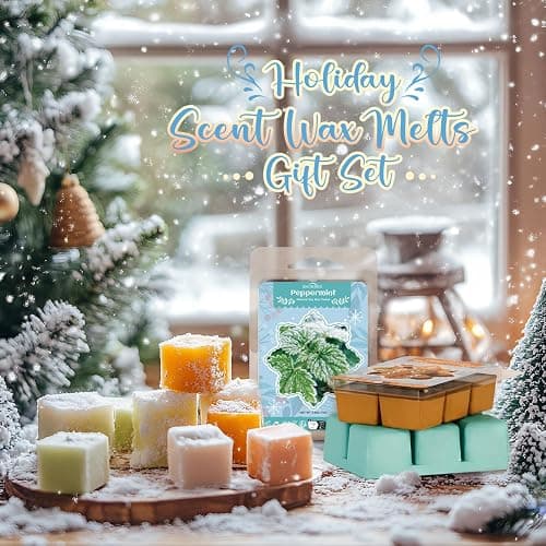SNOWSEN Winter Scented Wax Melts, Long Lasting Premium Soy Scented Melts Cubes, Soy Wax for Wax Warmer - Gingerbread, Cranberry, Hot Chocolate, Candy Cane and More, Candle Wax Melts Set thumbnail 2