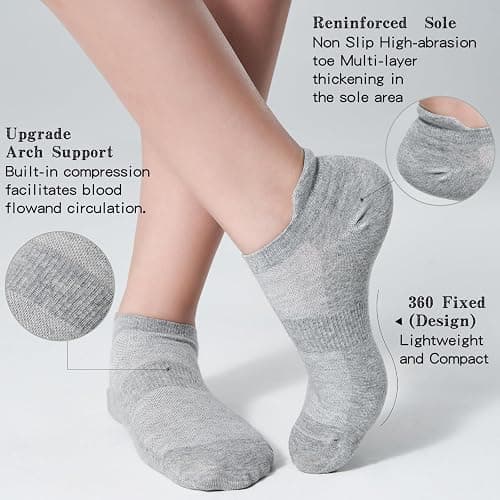 AHOVIT 12 Pairs Ankle Socks Womens, Thin Low Cut No Show Cotton Lightweight | White Summer Low Rise Non Slip Short Sock Size 7-9/9-11,Ankle Length for Running,Workout,Sneaker,Flat,Boat Shoe(6 or 12Pairs) thumbnail 6