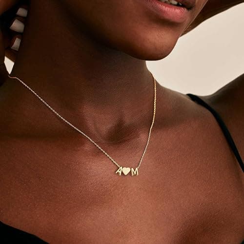Turandoss Gifts for Women Her - Heart Initial Necklace for Women Teen Girls, 14K Gold Plated Dainty Letter A-Z Initial Necklace, Personalized Jewelry Birthday Gifts thumbnail 3