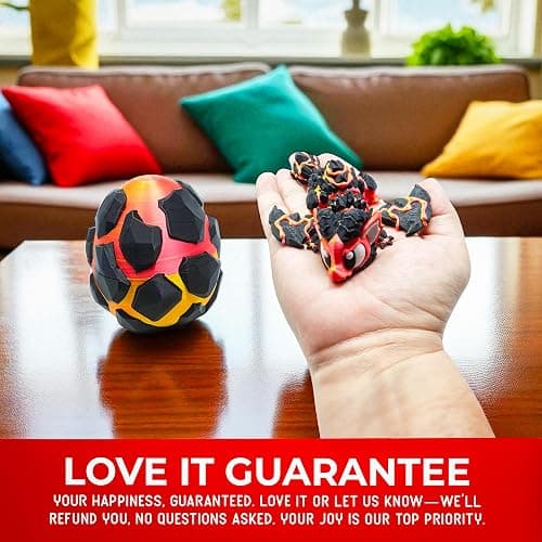 Articulated Dragon with Fantasy Egg – 3D Printed Mythical Creature Gift, Posable Jointed Companion, Collectible Detailed Shelf or Desk Decoration - For Adults (Firescale Lava Dragon + Egg) thumbnail 9