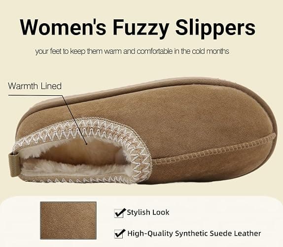 SMajong Women's Fuzzy Slippers Cozy Memory Foam House Shoes Winter Warm Loafer Slippers Indoor thumbnail 4