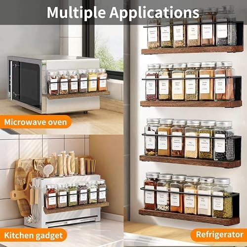 KitHero Magnetic Spice Rack with 24 Jars, 216 Labels, 1 Steel Funnel for Refrigerator，Microwave Oven - Full Set of Spice Organizer thumbnail 6