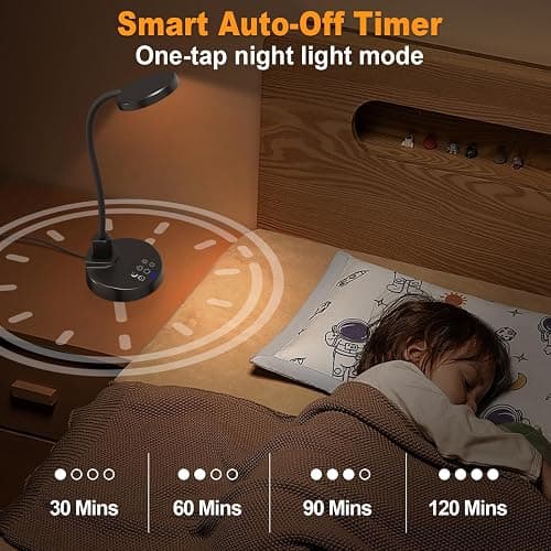 15W LED Desk Lamp with USB Charging Ports – Dimmable Table Lamp with 3 Color Temps, 5 Brightness, 4 Timers, Flexible Gooseneck Light with Base, Eye-Caring Reading Light for Home Office, Bedroom, Study thumbnail 5